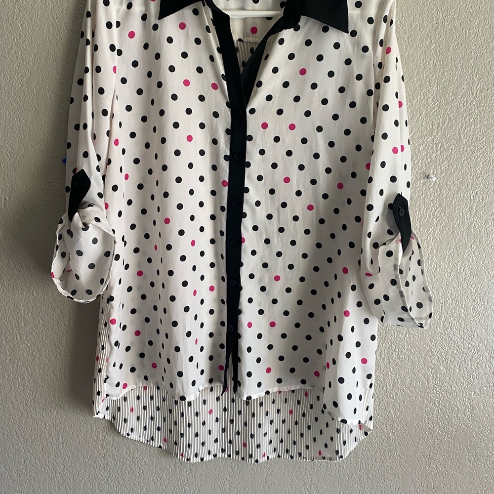 Polka Dot Women's Top - Black, White, and Pink